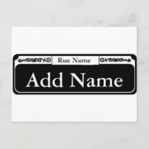 Street Sign Blank, Add Name, Rue Name postcards