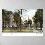 Street View of Buffalo, NY 1907 Vintage Print