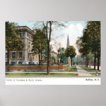 Street View of Buffalo, NY 1907 Vintage Print