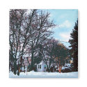 Street with Snow and Evergreen magnet