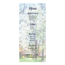 Street With White Flowering Trees Wedding Menu rack cards
