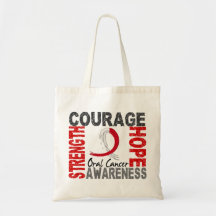 Strength Courage Hope Oral Cancer Canvas Bags