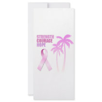 Strength Courage Hope Pink Ribbon Palm Trees rack cards