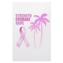 Strength Courage Hope Pink Ribbon Palm Trees stationery by CelesteThorson Strength Courage Hope Pink Ribbon Palm Trees stationery