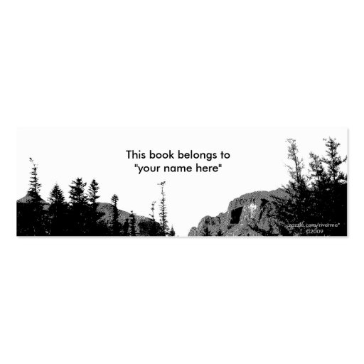 Strength/Mountain Scenery in B&W Bookmark Business Card Template (back side)