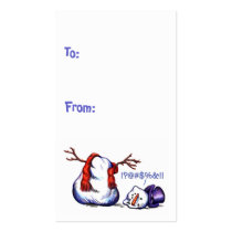 Stressed Snowman Gift Tag business cards by Jack_of_Arts Stressed Snowman Gift Tag business cards