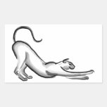 Stretching Cat Brush Painting Rectangular Stickers