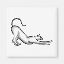 Stretching Cat Brush Painting Refrigerator Magnet