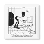 Stretching Exercises in a Restroom Fridge Magnet