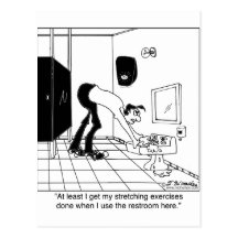 Stretching Exercises in a Restroom Post Cards