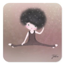 Stretching Girl with flyffy hair stings Sticker