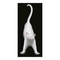Stretching White Cat Print by twopurringcats Stretching White Cat Print