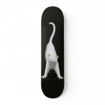 Stretching White Cat Skateboard