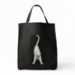 Stretching White Cat Tote Bag
