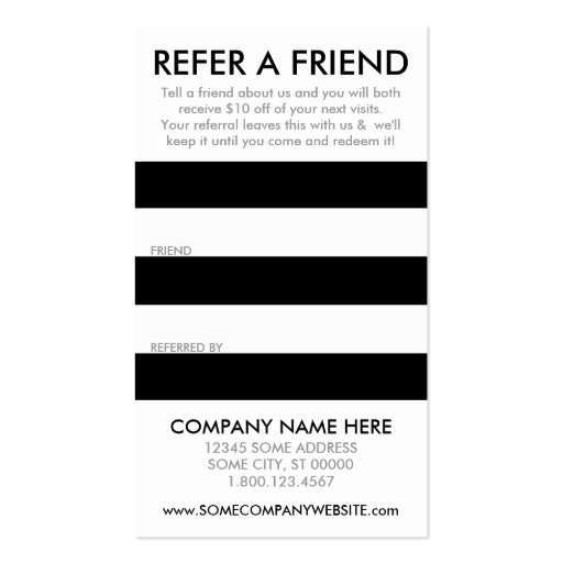 striate referral card business card template (front side)
