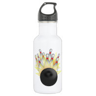 STRIKE! Bowling Ball And Pins 18oz Water Bottle