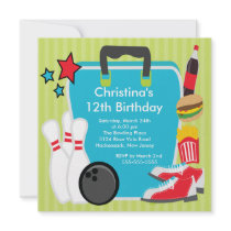 Strike up Fun Bowling Birthday Party Invitation