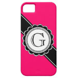 Striking Hot Pink and Black Retro Style Custom iPhone 5 Cases