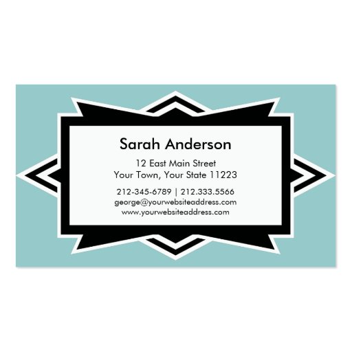 Striking Simple Art Deco Custom Color Business Card Templates (back side)