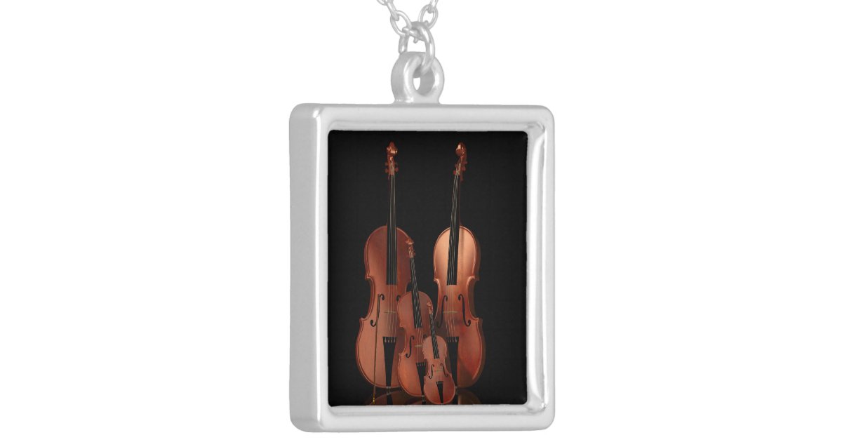 String Instruments Square Necklace Zazzle