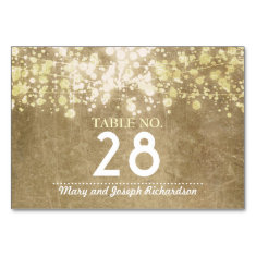 String lighs Wedding Table Number Card Place Card Table Cards