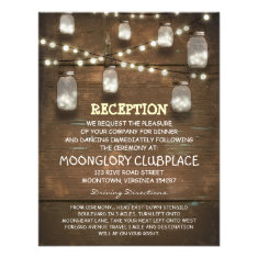 string lights and mason jars wedding reception personalized invitations
