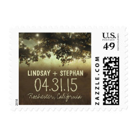 String lights country rustic wedding postage stamp