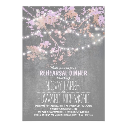 String lights cute and fancy rehearsal dinner card