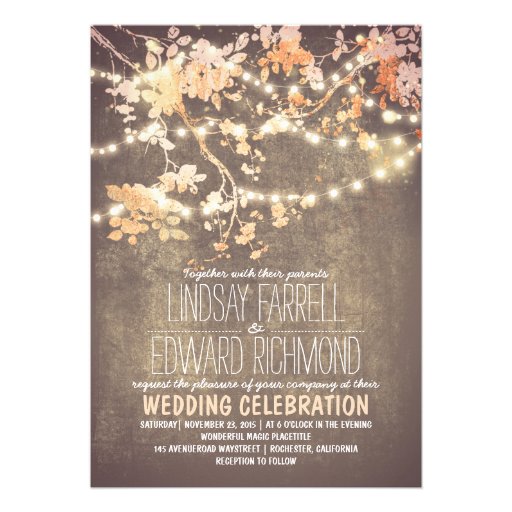 String lights cute and fancy wedding invitations