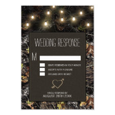 String Lights + Hunting Camo Wedding RSVP Cards