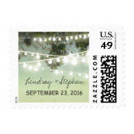 string lights romantic wedding postage stamps