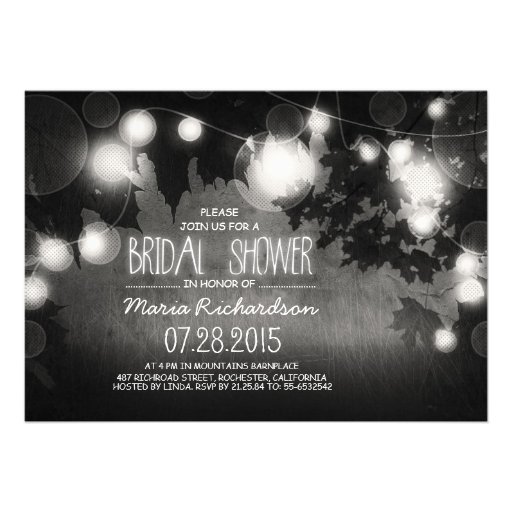 string lights rustic bridal shower invitation