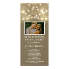 String Lights Rustic Burlap Wedding Programs Full Color Rack Card