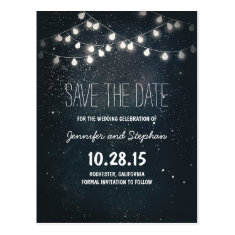 string lights save the date with starry night sky post cards