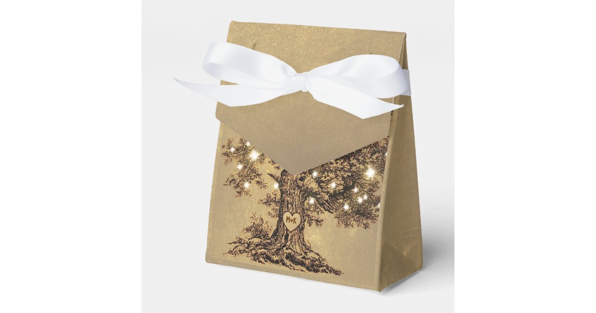 string lights tree old rustic wedding favor box Zazzle