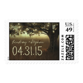 String lights tree postage stamps