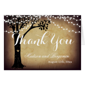 String of Light Oak Tree Wedding Thank You Cards