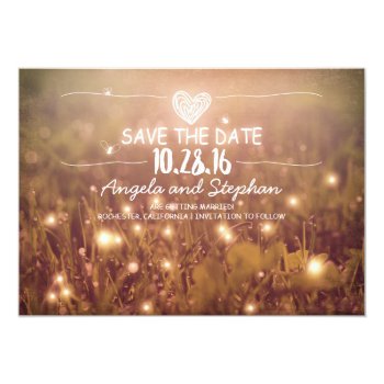 String Of Lights Blush Rustic Save The Date Cards by jinaiji at Zazzle