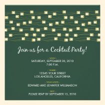 String of Lights Cocktail Party Invitation (green) invitations