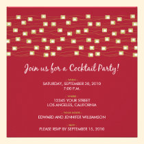 String of Lights Cocktail Party Invitation (red) invitations