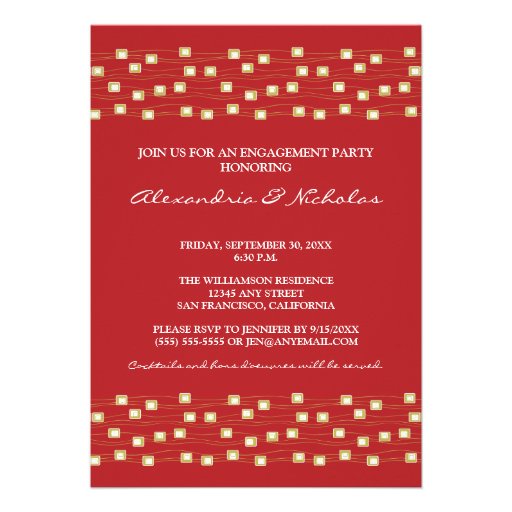 String of Lights Engagement Party Invitation (red)