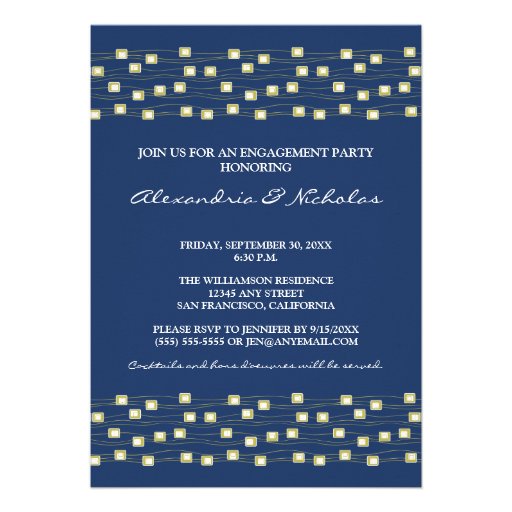 String of Lights Engagement Party Invite (navy)