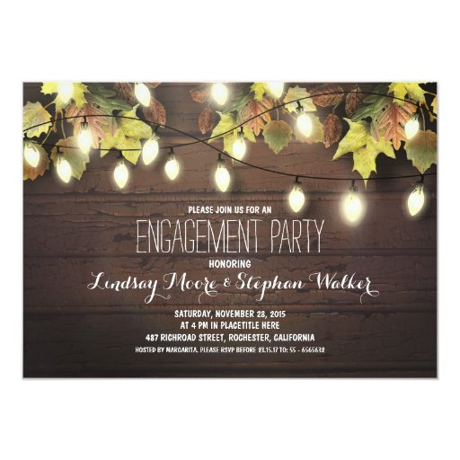 string of lights fall engagement party invitation
