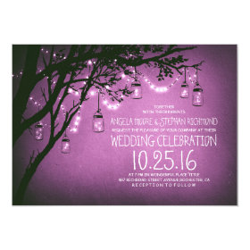string of lights mason jars vintage wedding 5x7 paper invitation card