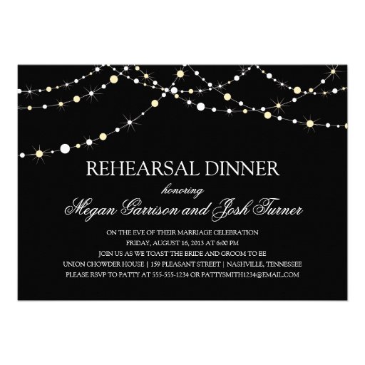 String of Lights Rehearsal Dinner Personalized Announcements