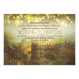 string of lights rustic country wedding invitation