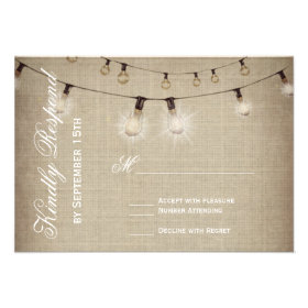 String of Lights Rustic Country Wedding RSVP Cards