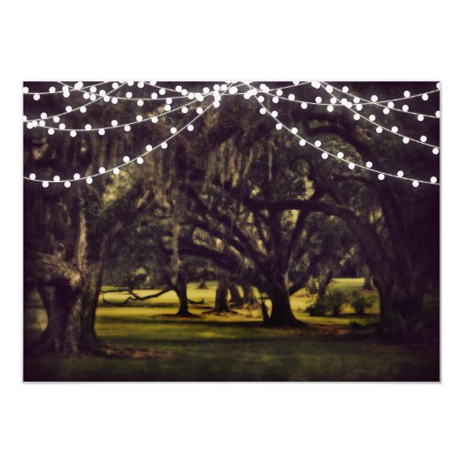 String of Lights Rustic Oak Tree Wedding Invites