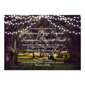 String of Lights Rustic Oak Tree Wedding Invites 4.5