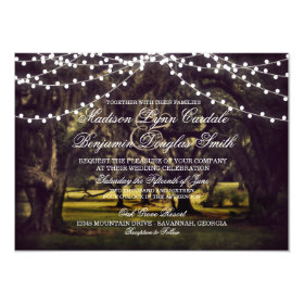 String of Lights Rustic Oak Tree Wedding Invites 4.5